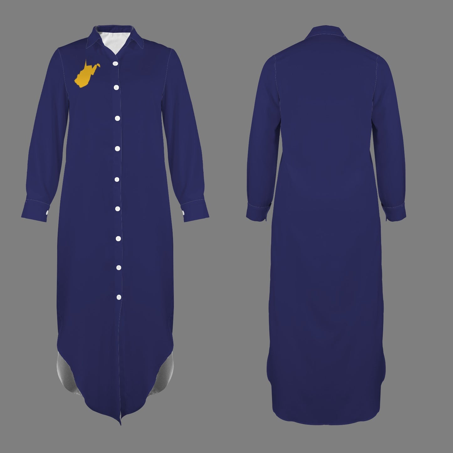 WV Long Sleeve Shirt Dress. Blue