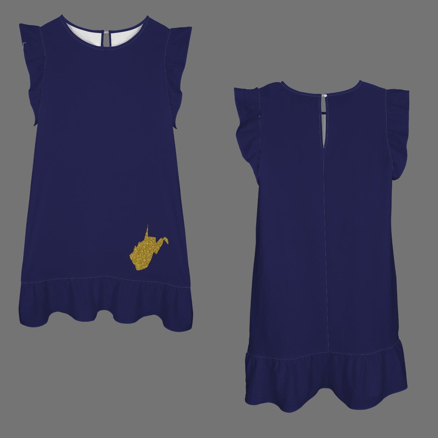 Flowy Glitter WV Dress, Blue