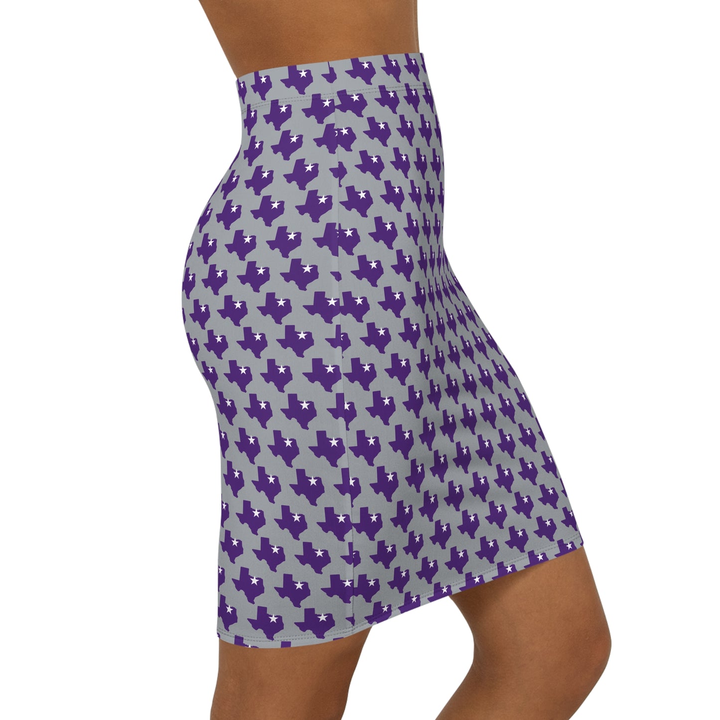 Fort Worth Gray Print Women's Mid-Waist Pencil Skirt
