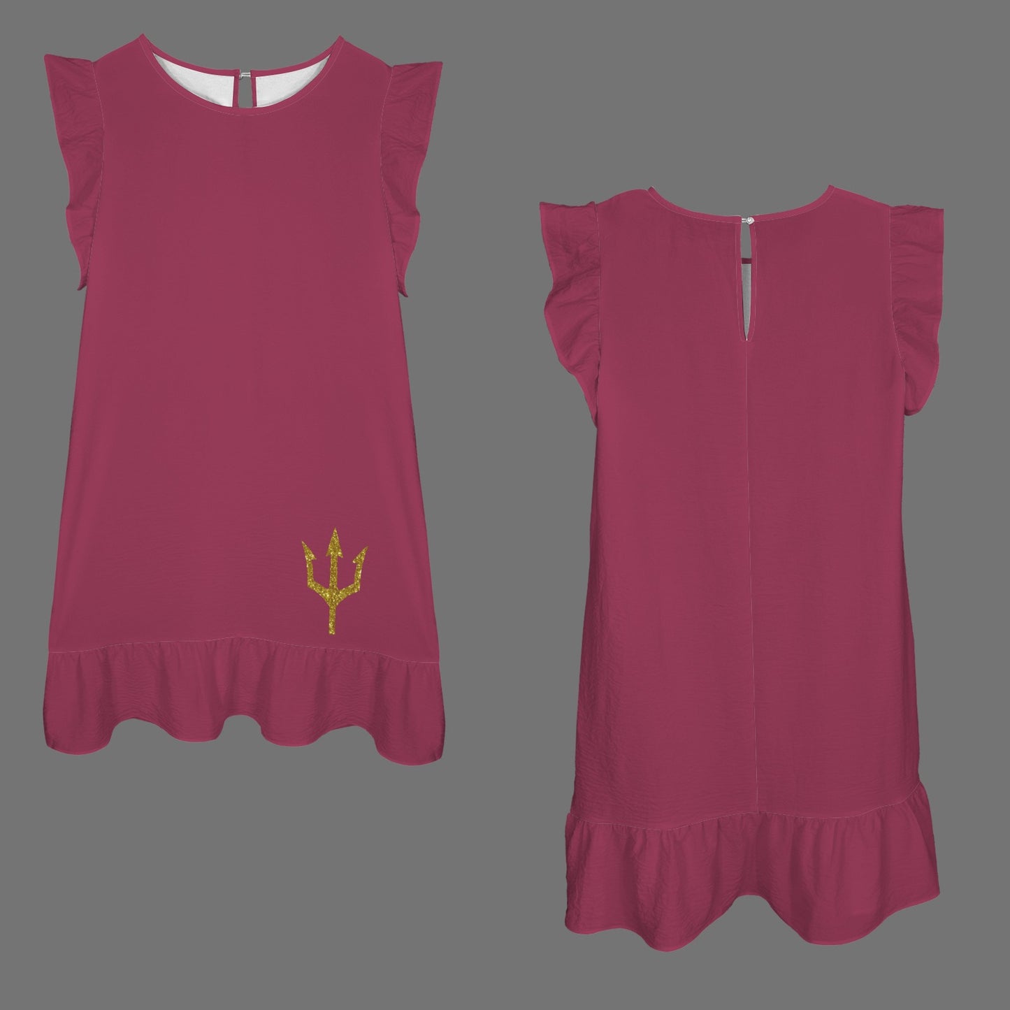 Flowy Glitter Trident Dress, Maroon