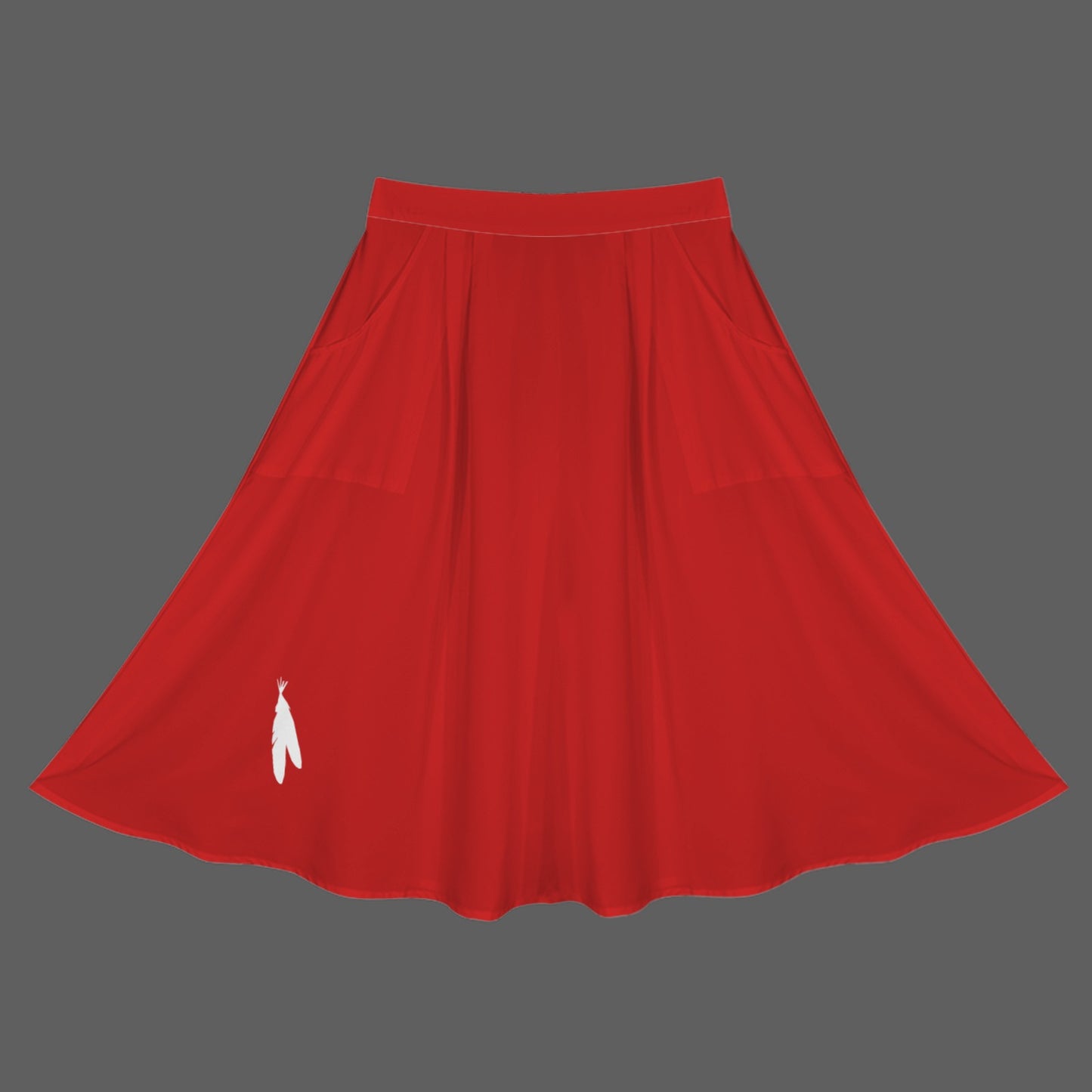 Feather Maxi Skirt, Red