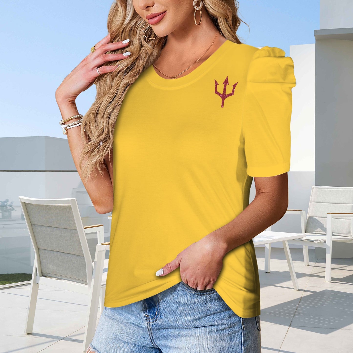 Glitter Trident Top, Gold