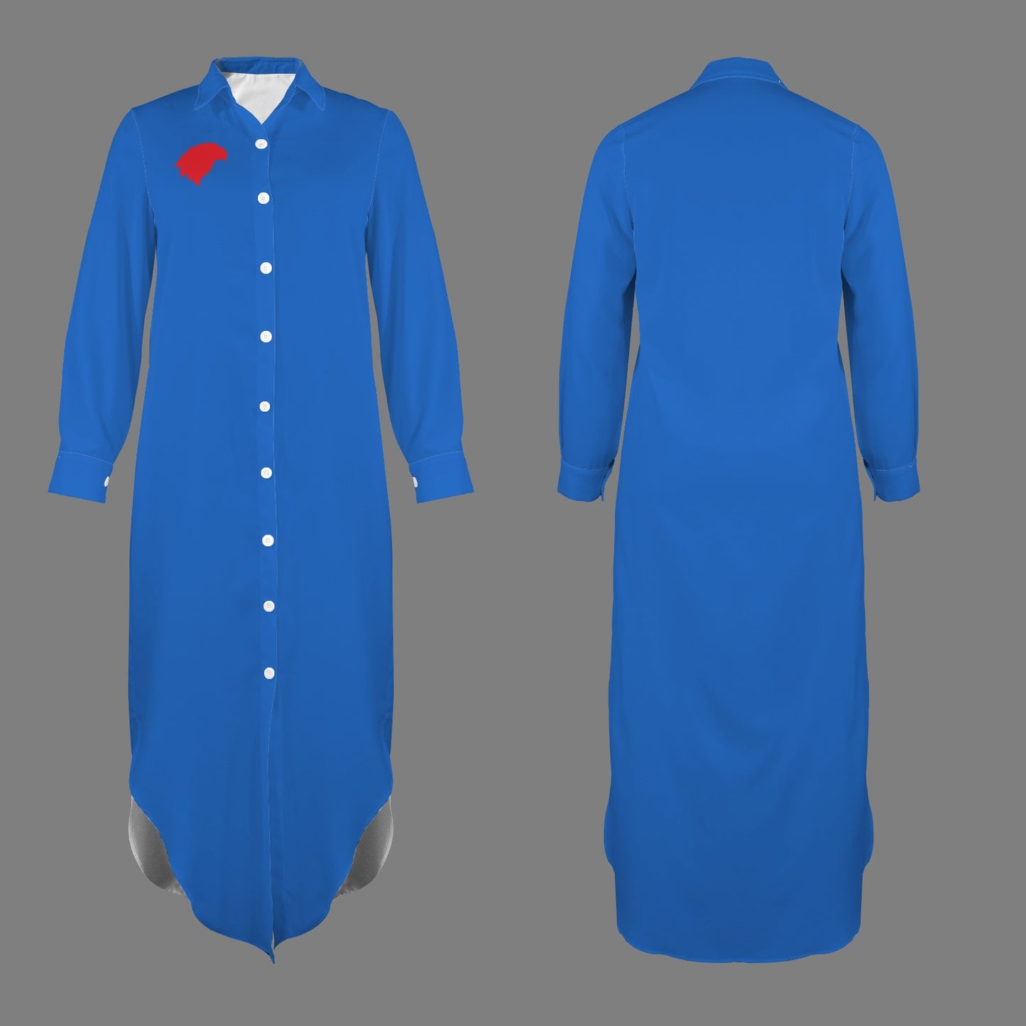 Jayhawk Long Sleeve Shirt Dress, Blue