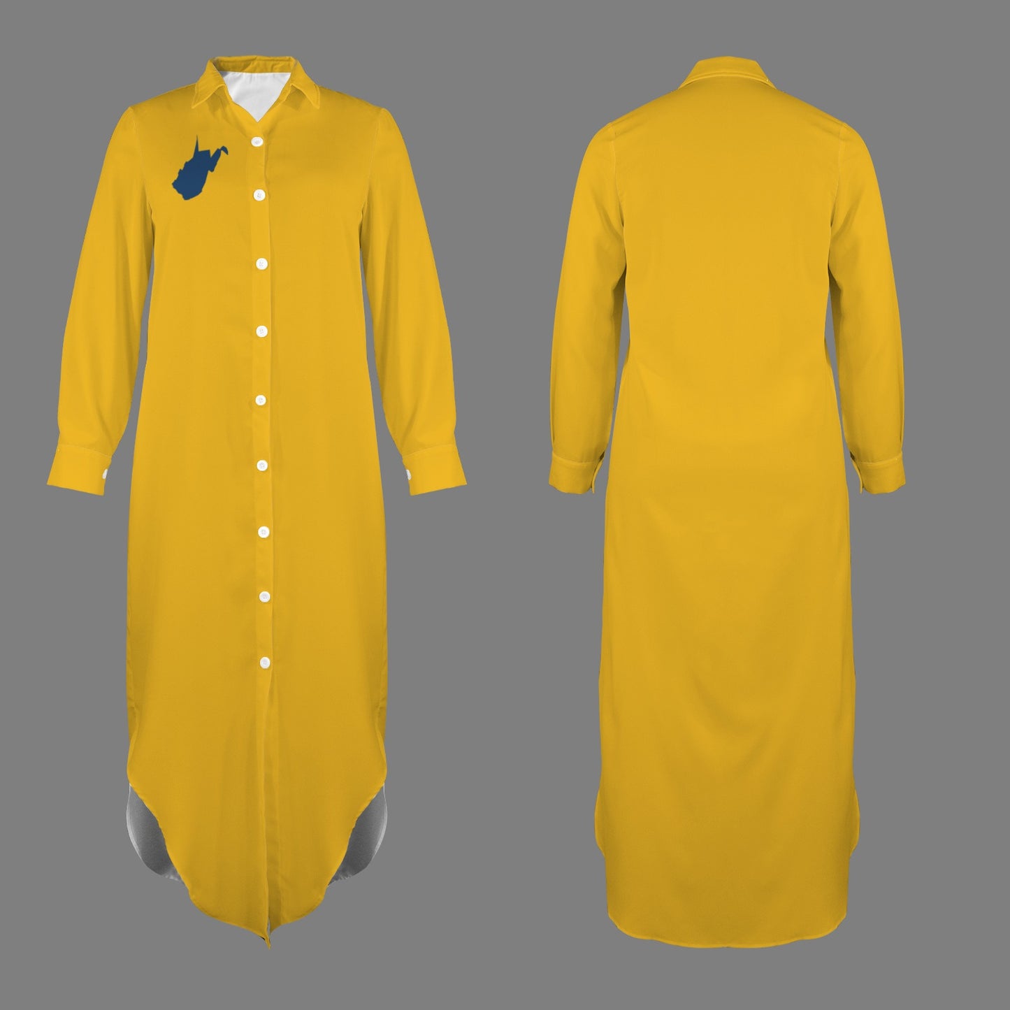 WV Long Sleeve Shirt Dress. Gold