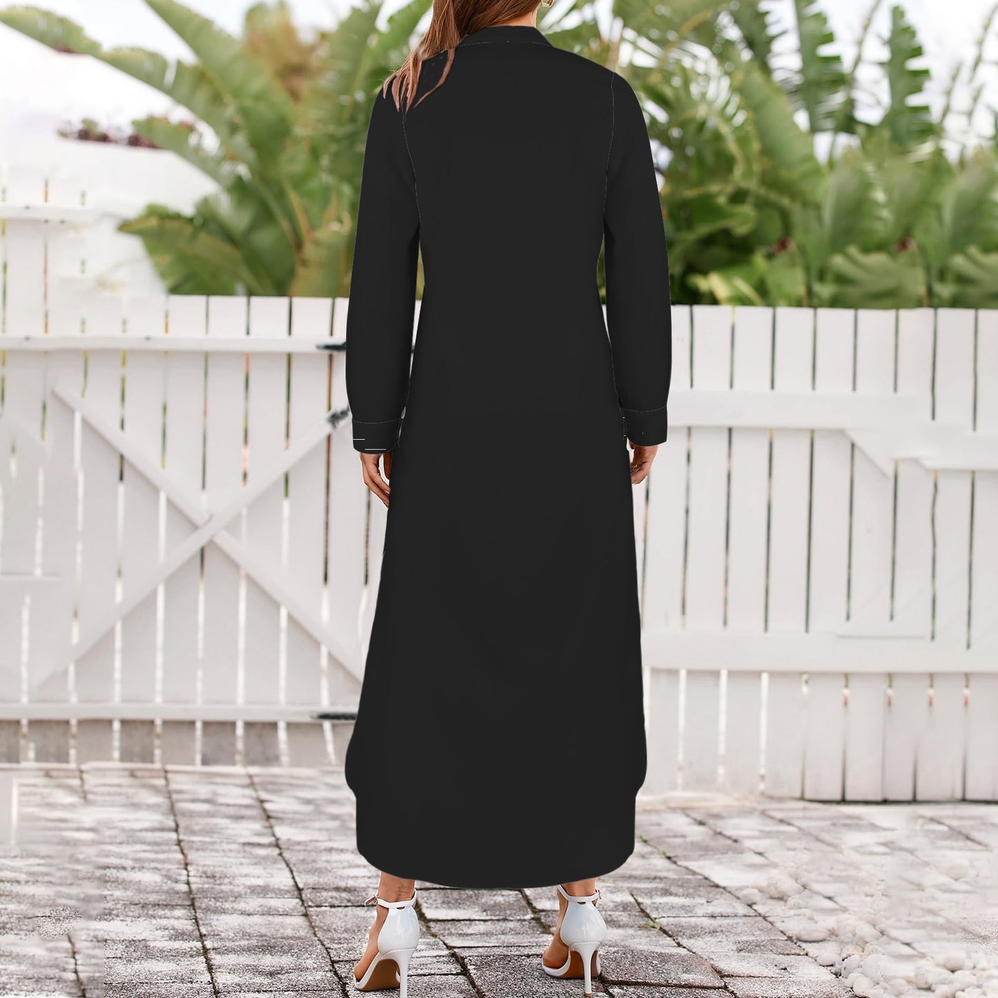 Cowgirl Long Sleeve Shirt Dress, Black