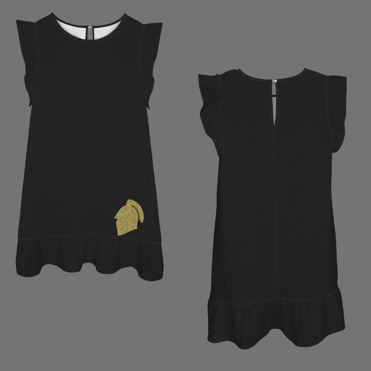 Flowy Glitter Knight Dress, Black