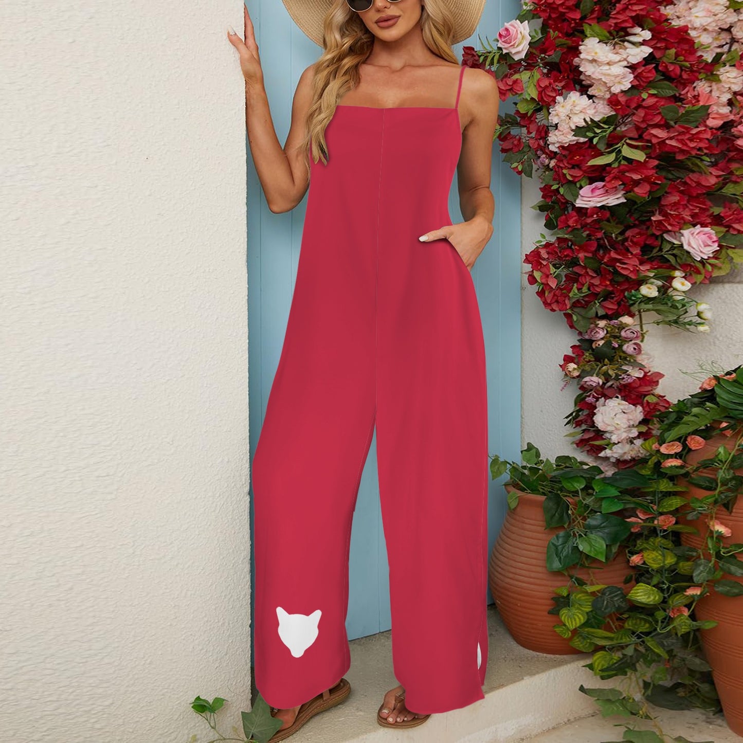 Cougar Wide Leg Jumpsuit, Red