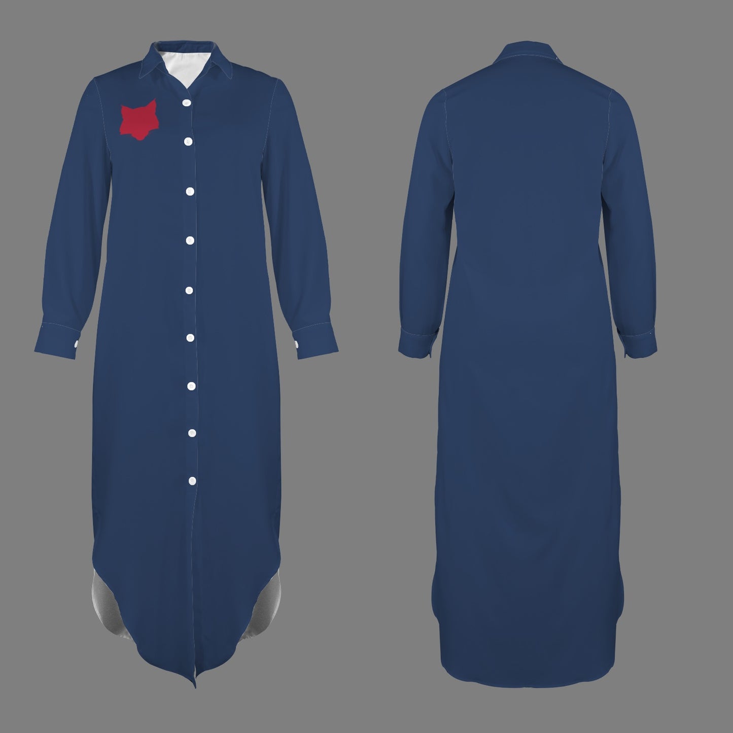 Wildcat Long Sleeve Shirt Dress, Blue