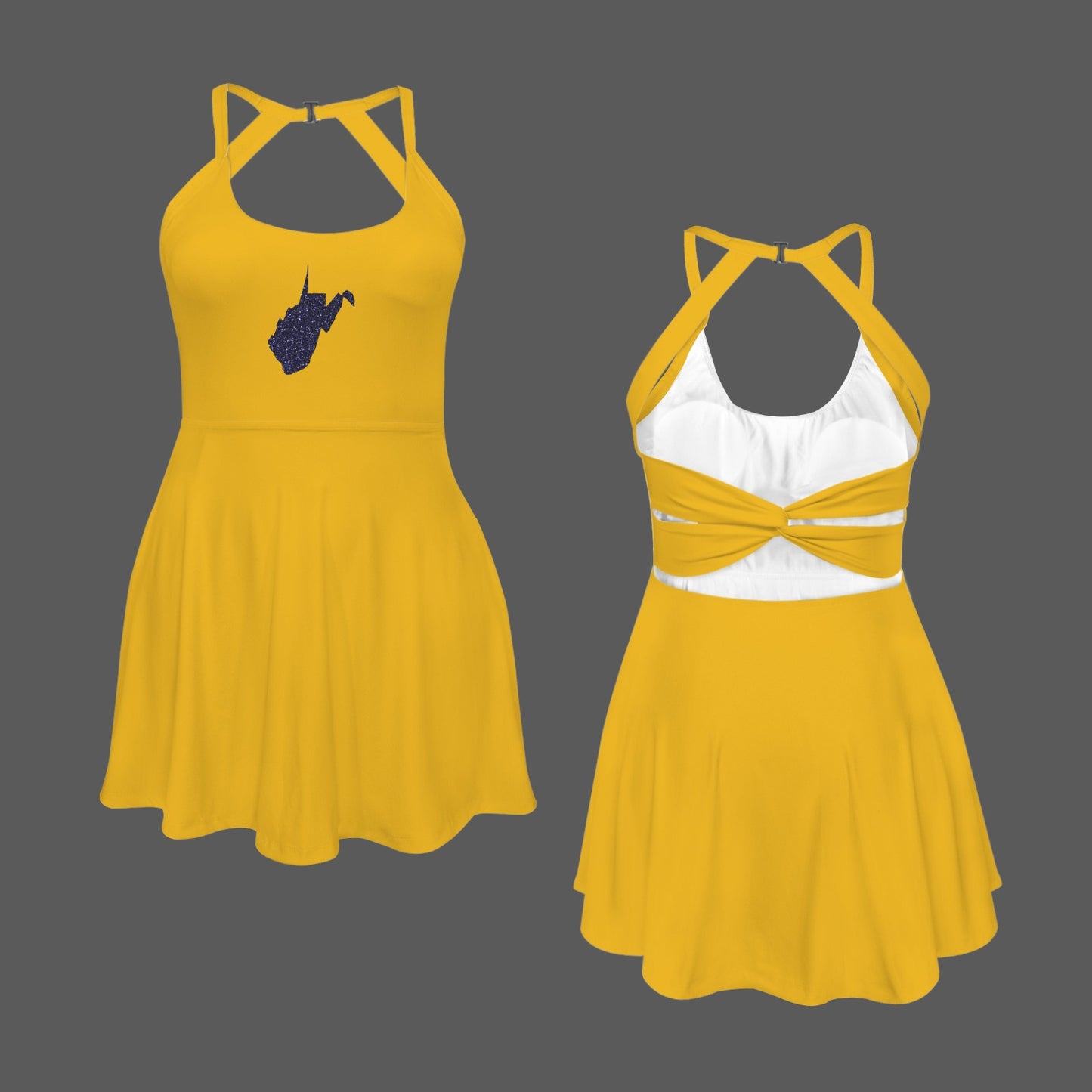 Glitter WV Active Dress, Gold