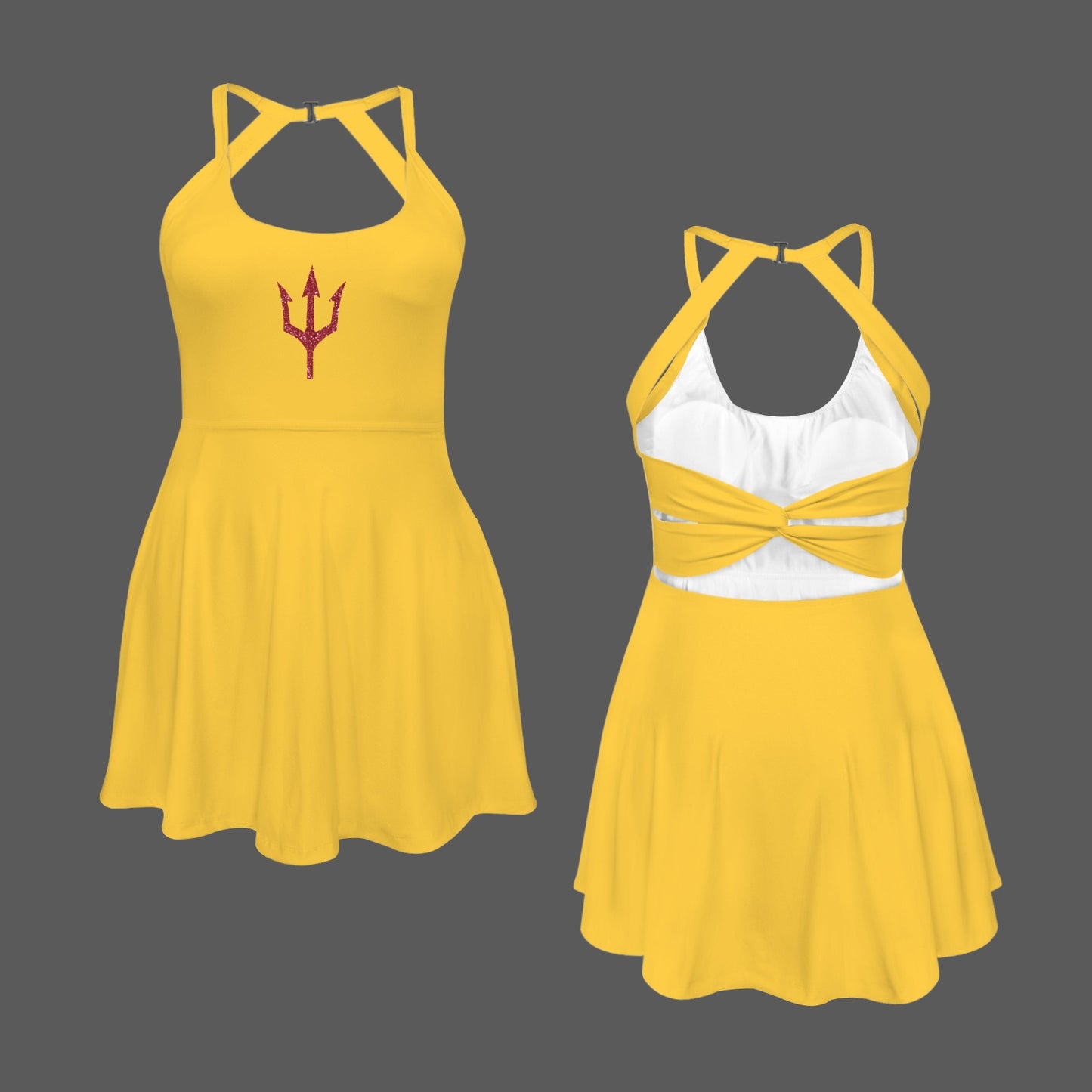 Glitter Trident Active Dress, Gold