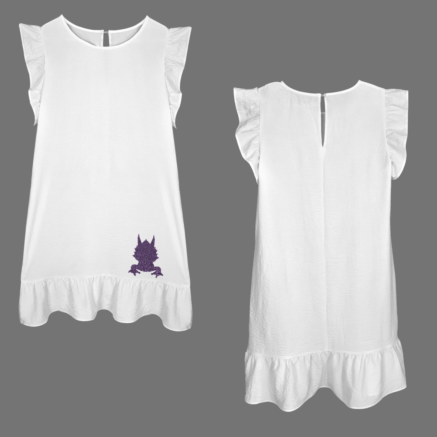 Flowy Glitter Horned Frog Dress, White