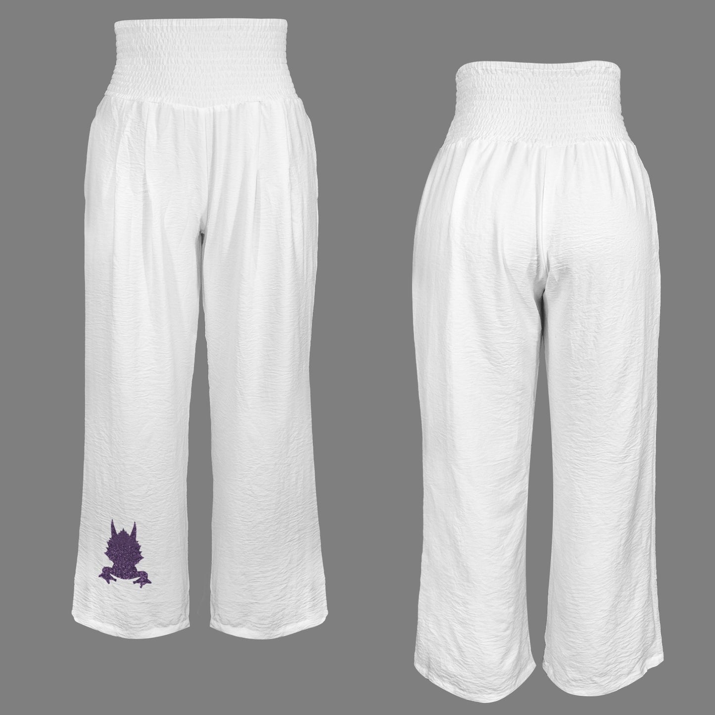 Glitter Horned Frog Pants, White