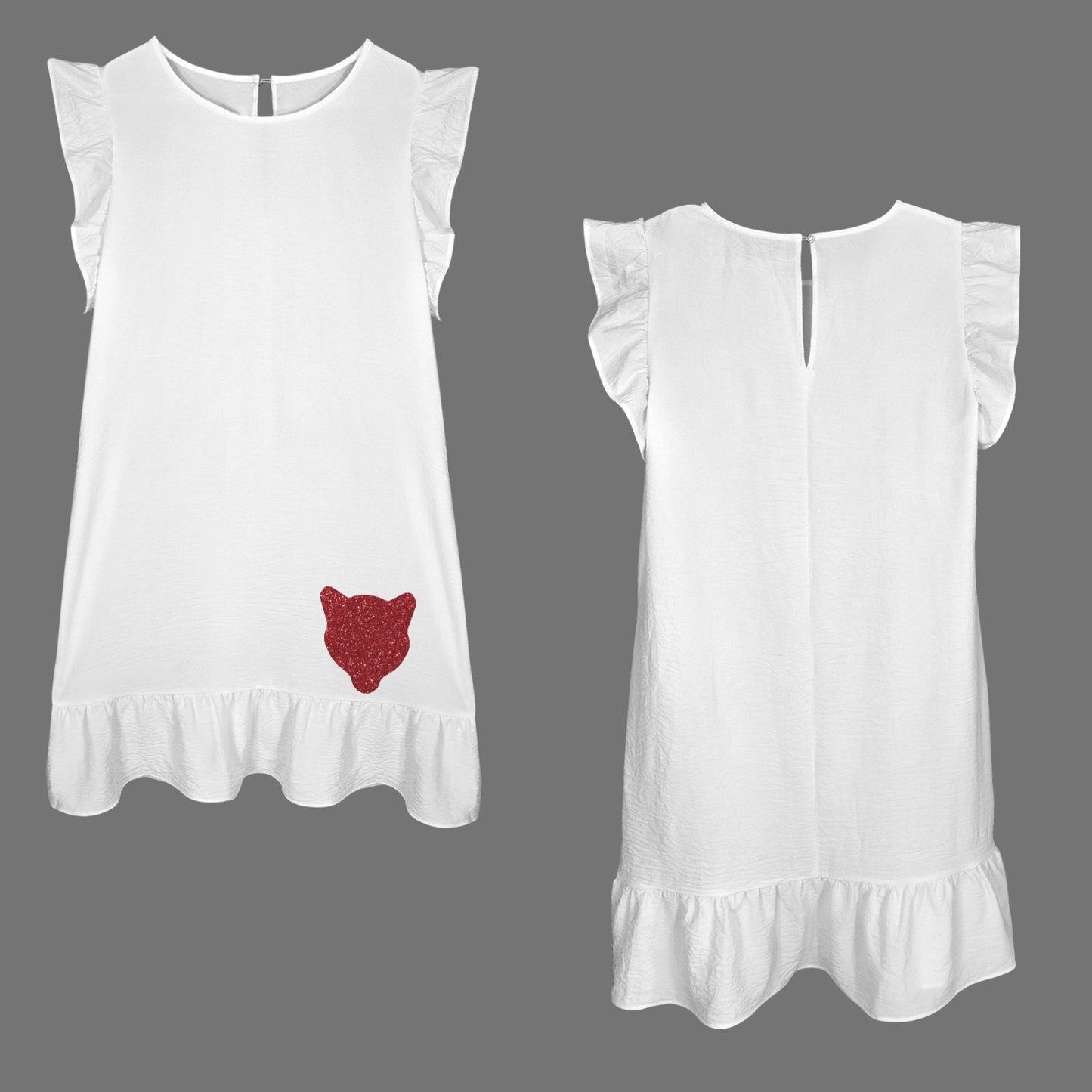 Flowy Houston Glitter Cougar Dress, White