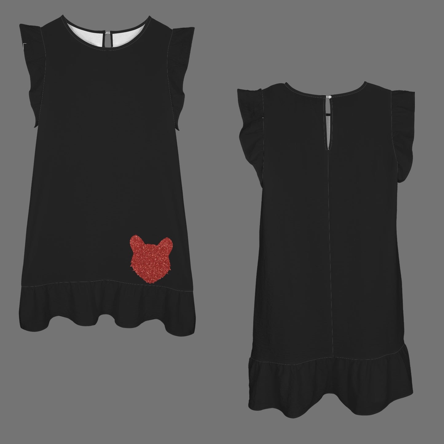 Flowy Glitter Bearcat Dress, Black