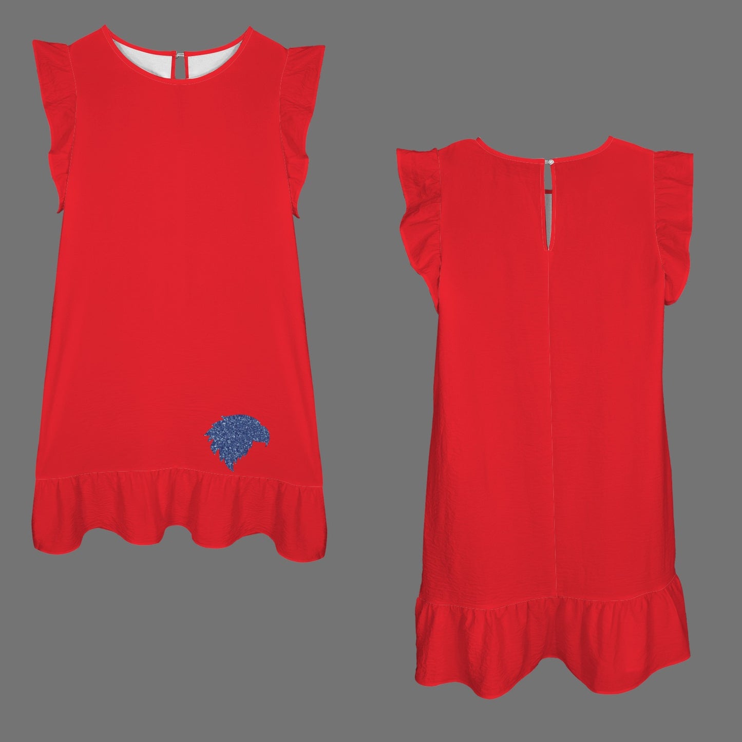 Flowy Glitter Jayhawk Dress, Crimson