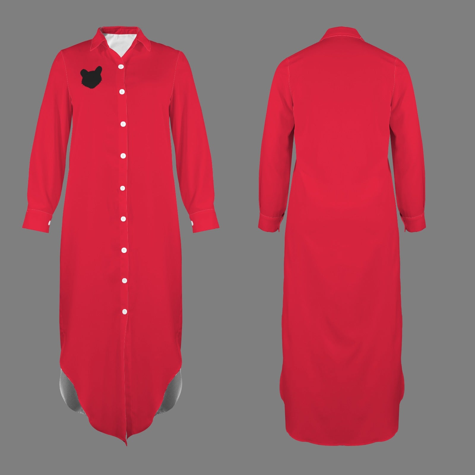 Bearcat Long Sleeve Shirt Dress, Red