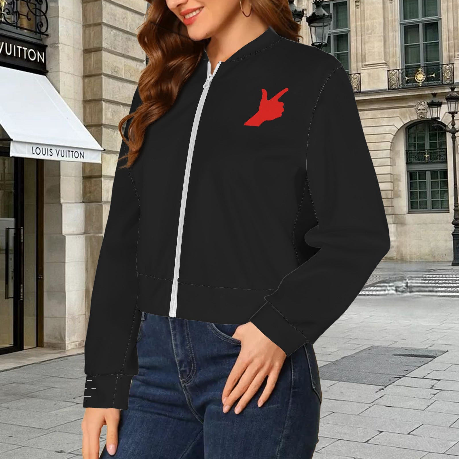 Black Guns Up Bomber Jacket