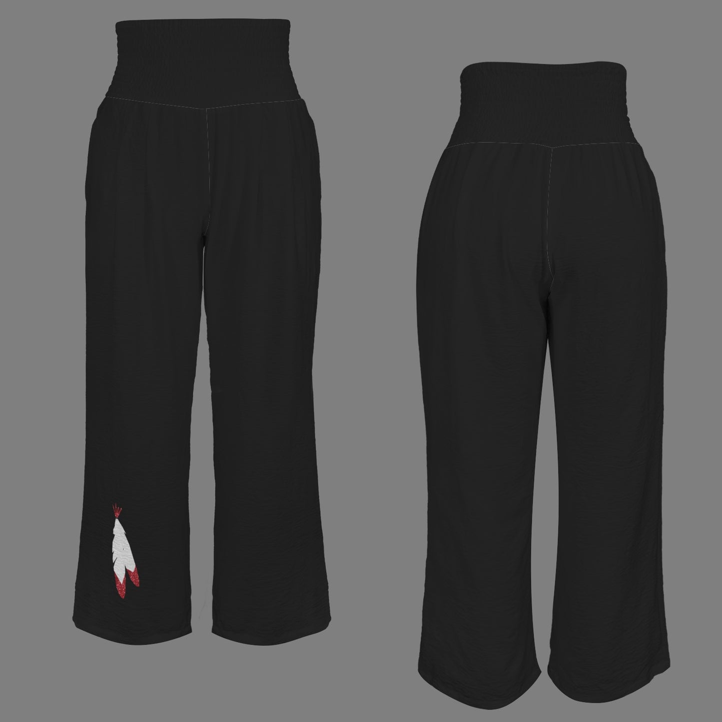 Glitter Feathers Pants, Black