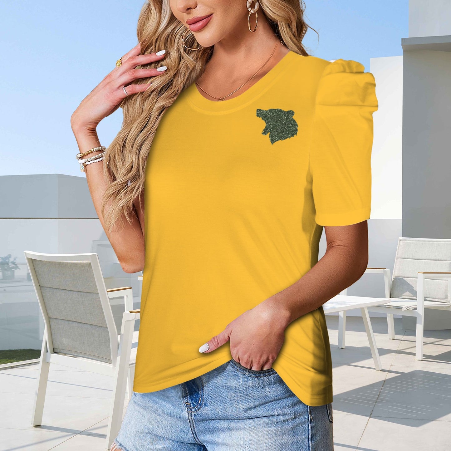 Waco Glitter Bear Top, Gold