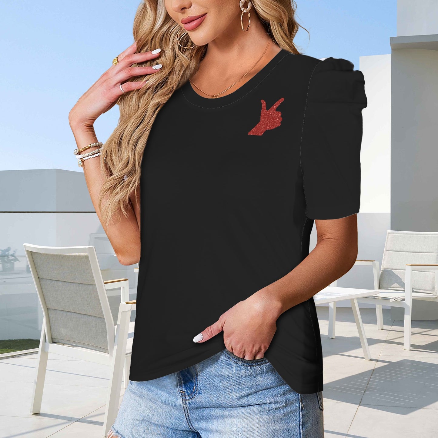Glitter Guns Up Top, Black