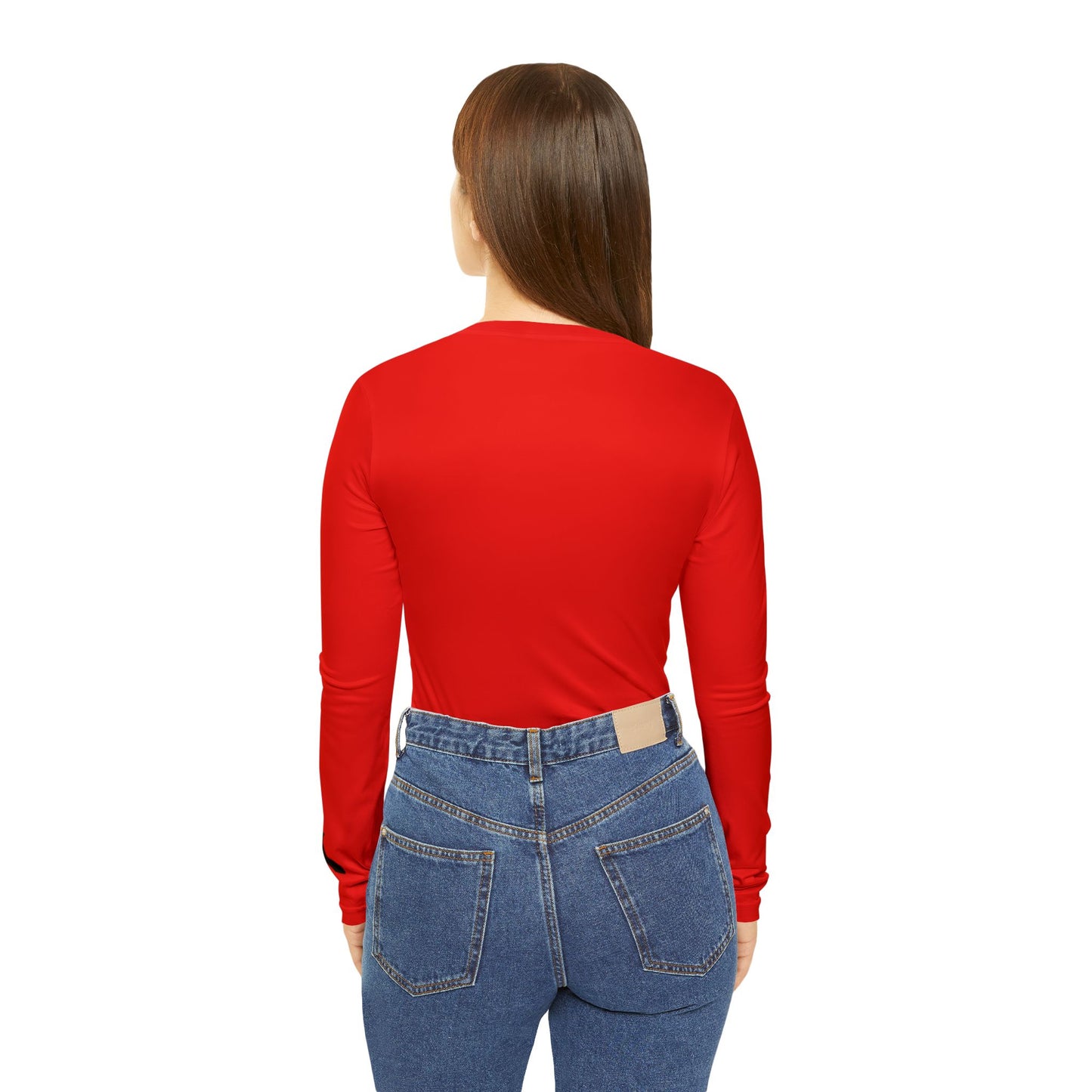 Guns Up Women's Long Sleeve V-Neck Shirt, Scarlet