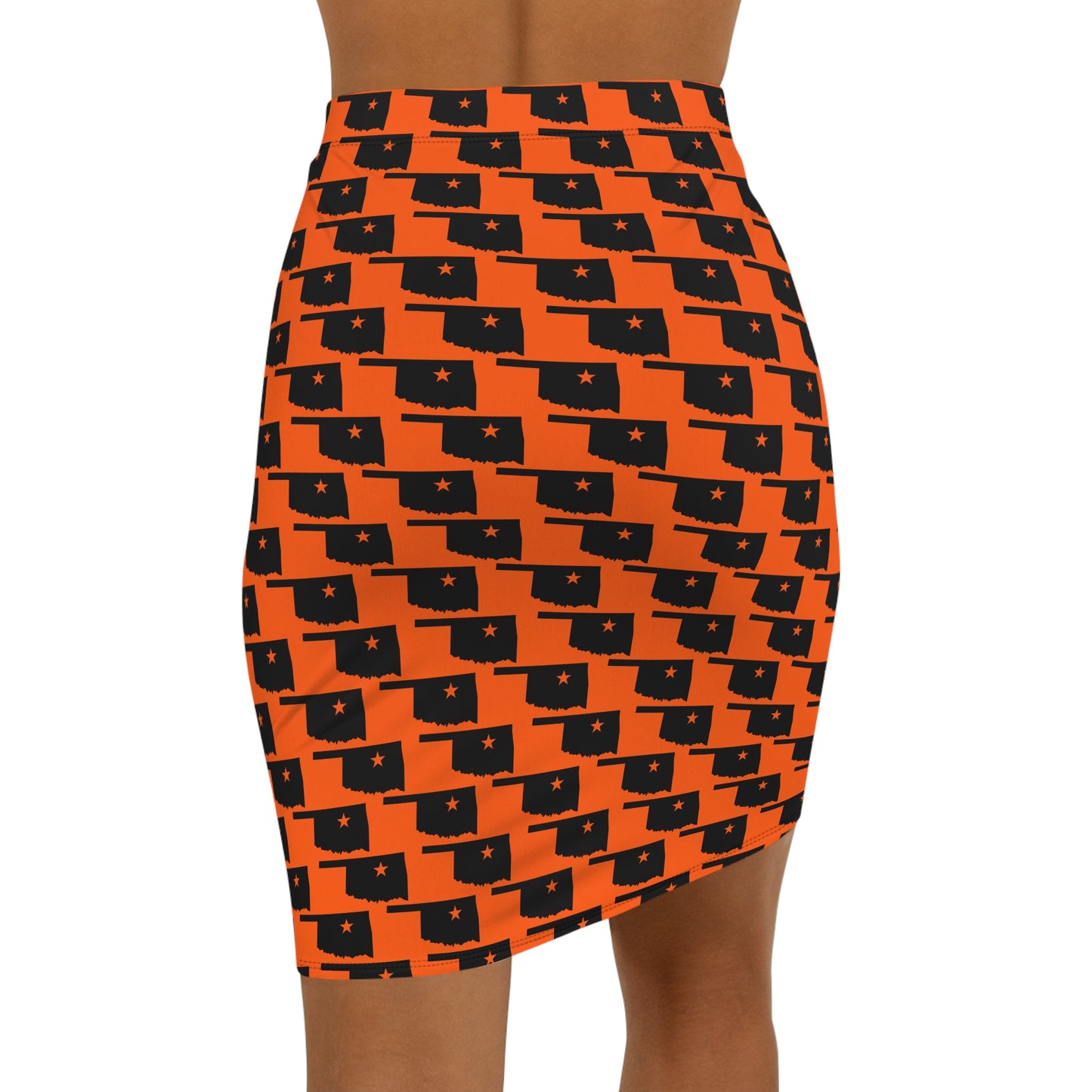 Stillwater Orange Mid-Waist Pencil Skirt