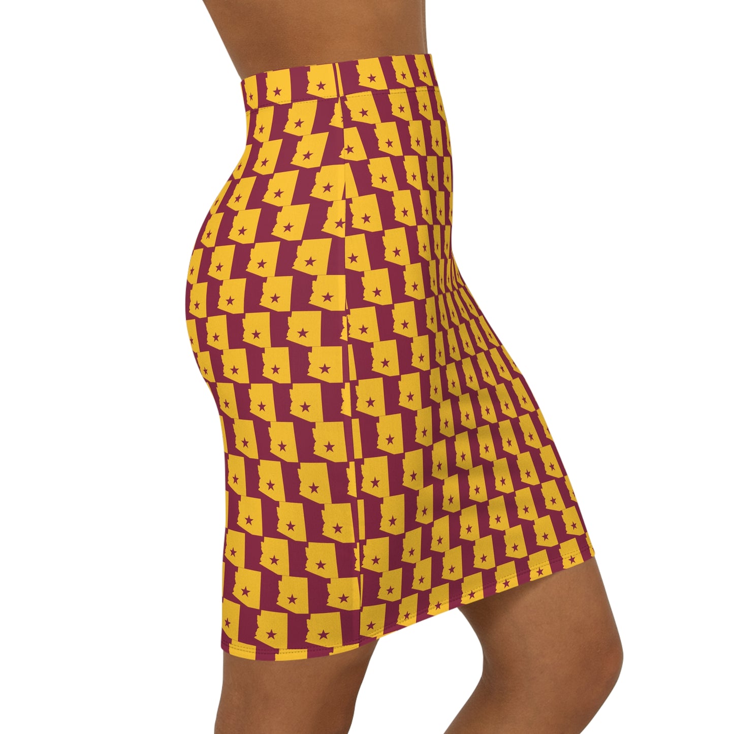 Tempe Red Print Mid-Waist Pencil Skirt