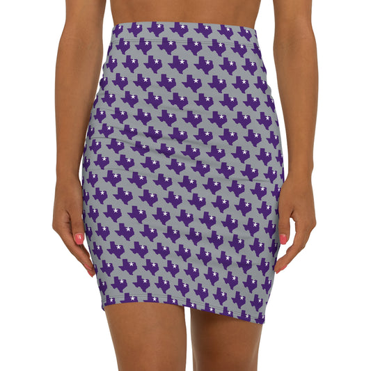 Fort Worth Gray Print Women's Mid-Waist Pencil Skirt