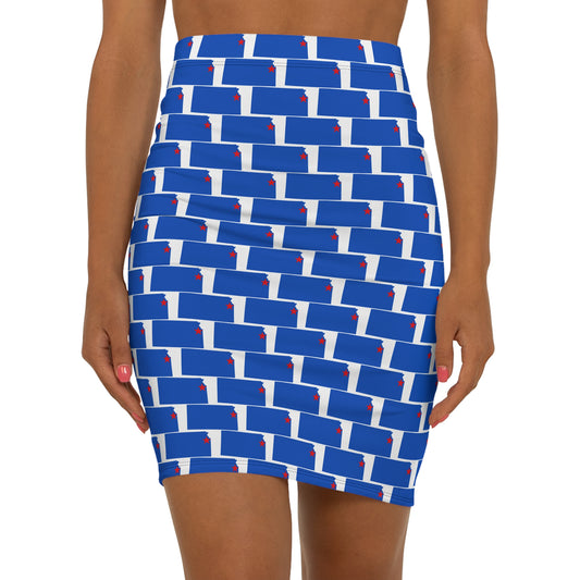 Lawrence White Print, Vibrant Women's Mid-Waist Pencil Skirt - Perfect for Summer, Office Wear, Casual Outings, Stylish Events, Trendy Fashion