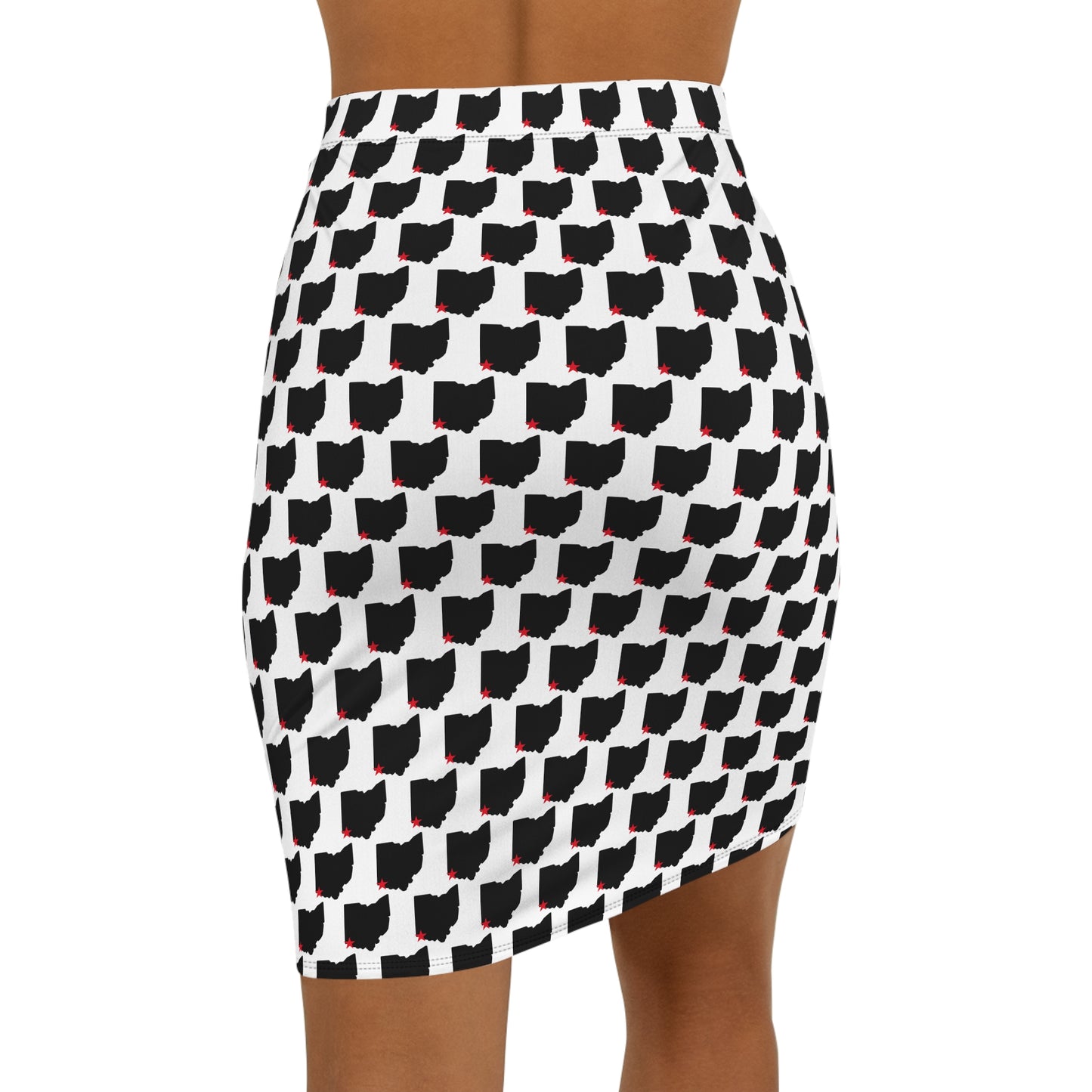 Cincinnati White Print, Ohio States Pattern Pencil Skirt, Stylish Women's Skirt, Unique Fashion Piece, Casual Outfit, Comfortable Everyday Wear, Gift for Her