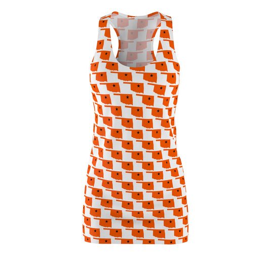 OK White Print Women's Racerback Dress