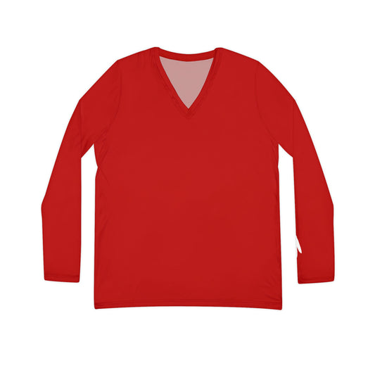 Feather Women's Long Sleeve V-Neck Shirt, Red
