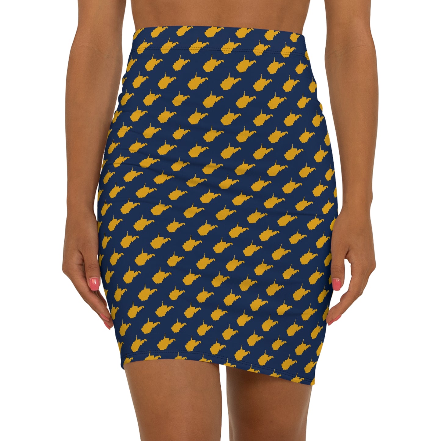 WV Blue Print, Pencil Skirt, Stylish Women's Skirt, Unique Mid-Waist Skirt, Trendy Music Lover Apparel, Perfect for Day/Night Out
