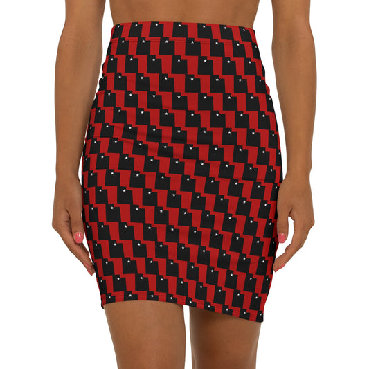 Salt Lake Red Print Women's Mid-Waist Pencil Skirt
