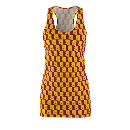 AZ Maroon Print, Vibrant Women's Racerback Dress