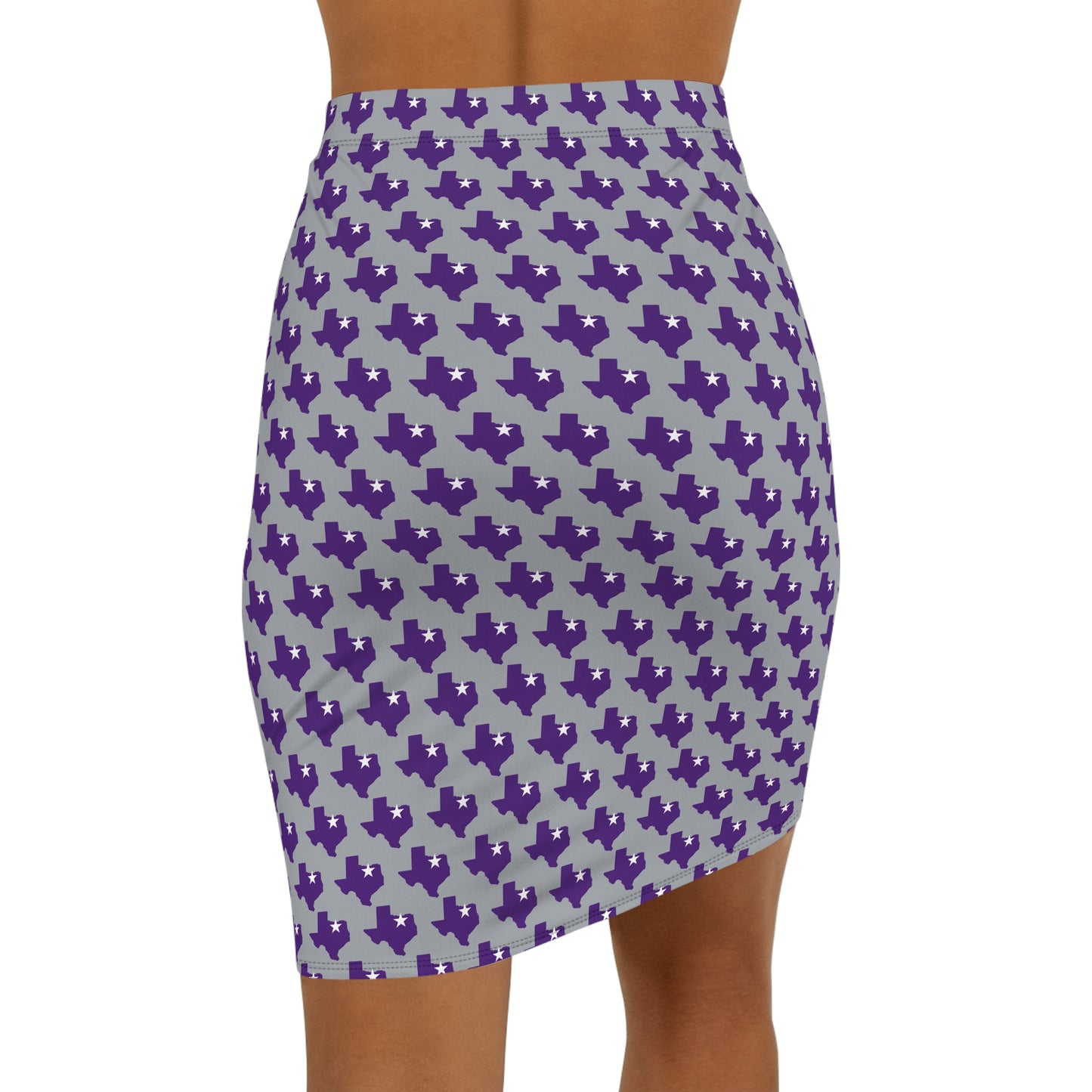 Fort Worth Gray Print Women's Mid-Waist Pencil Skirt
