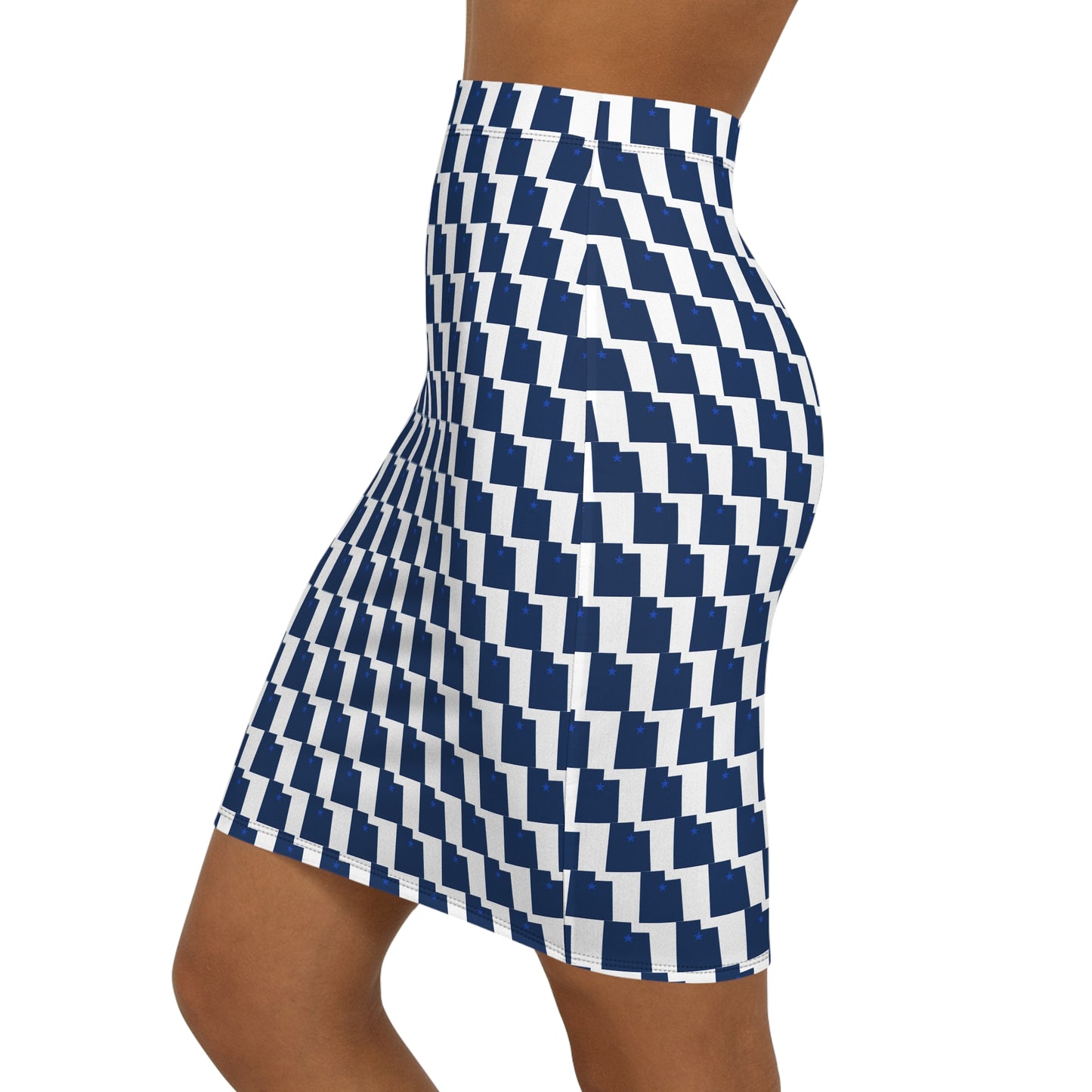 Provo White Print Women's Mid-Waist Pencil Skirt,