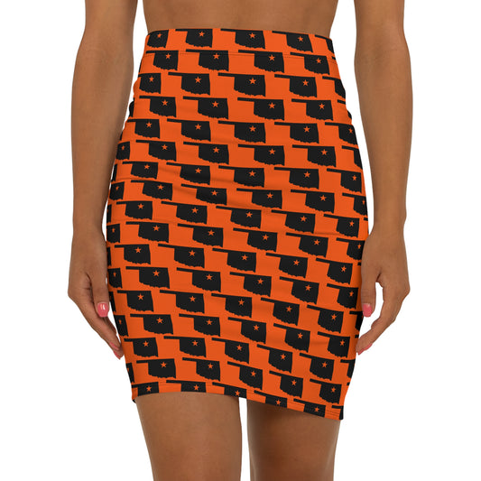 Stillwater Orange Mid-Waist Pencil Skirt