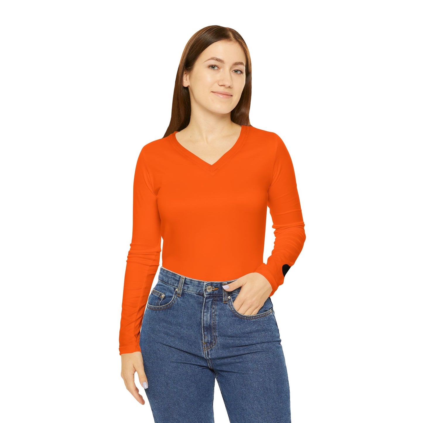 Cowgirl Women's Long Sleeve V-Neck Shirt, Orange