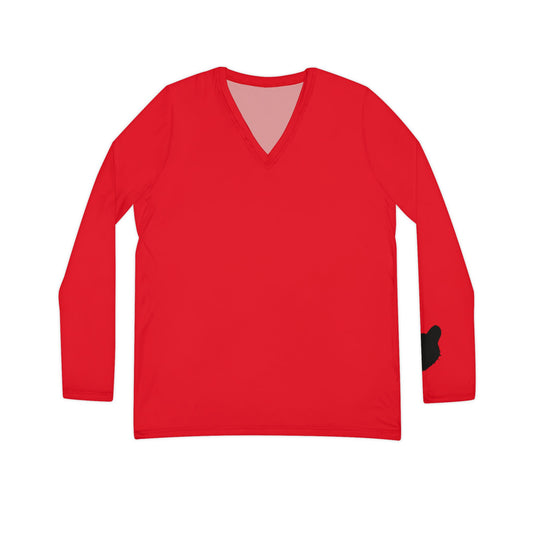 Bearcat Women's Long Sleeve V-Neck Shirt, Red