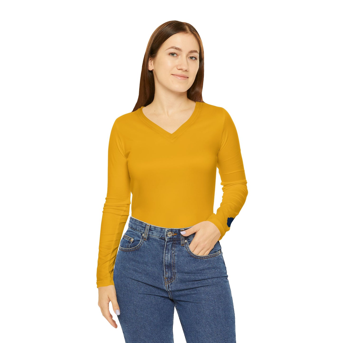 WV Women's Long Sleeve V-Neck Shirt, Gold