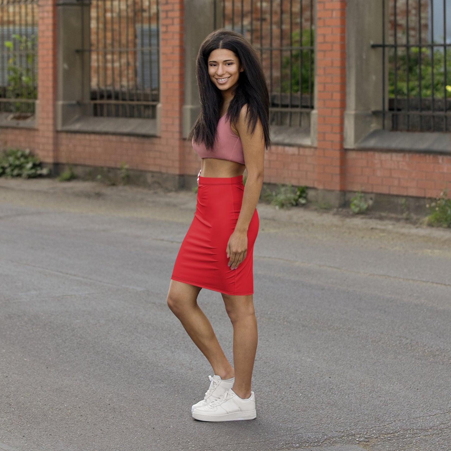 Cincinnati Red Women's Mid-Waist Pencil Skirt