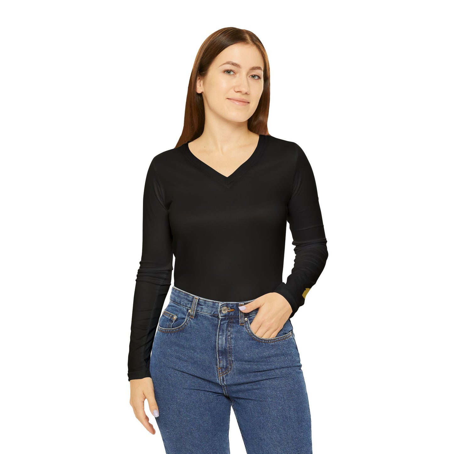 Knight Women's Long Sleeve V-Neck Shirt, Black