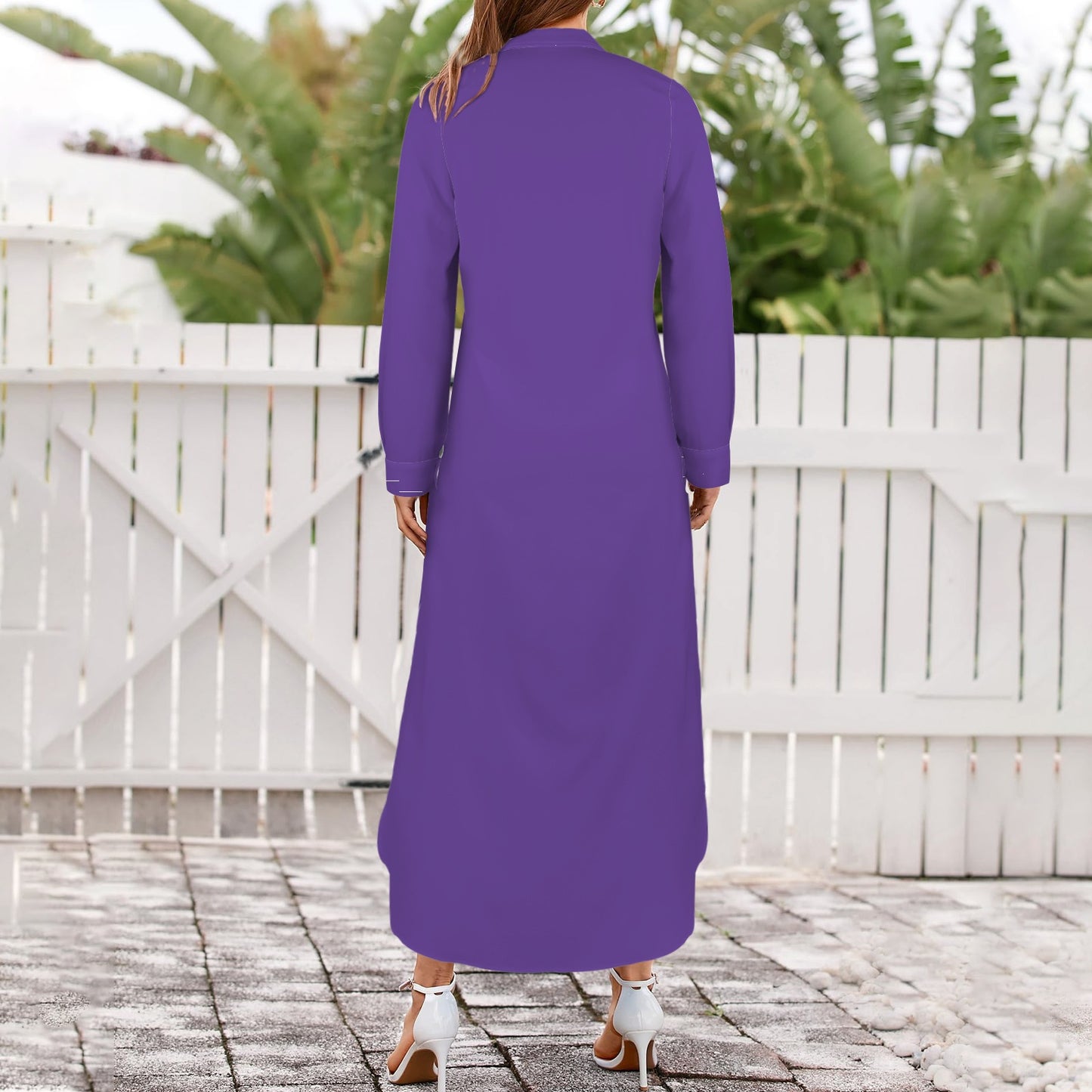 Wildcat Long Sleeve Shirt Dress, Purple