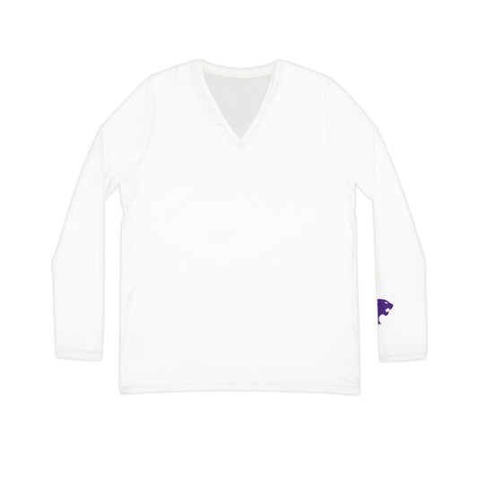 Wildcat Women's Long Sleeve V-Neck Shirt, White