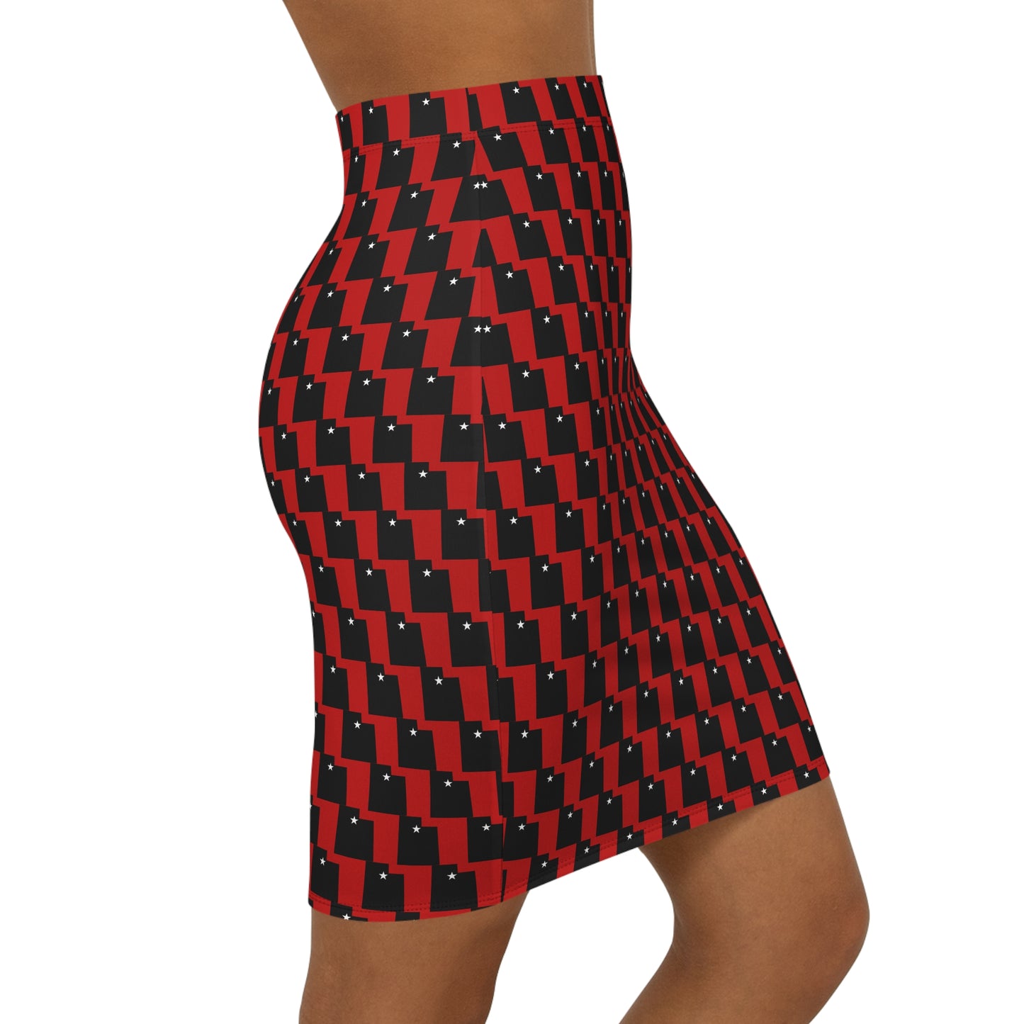 Salt Lake Red Print Women's Mid-Waist Pencil Skirt