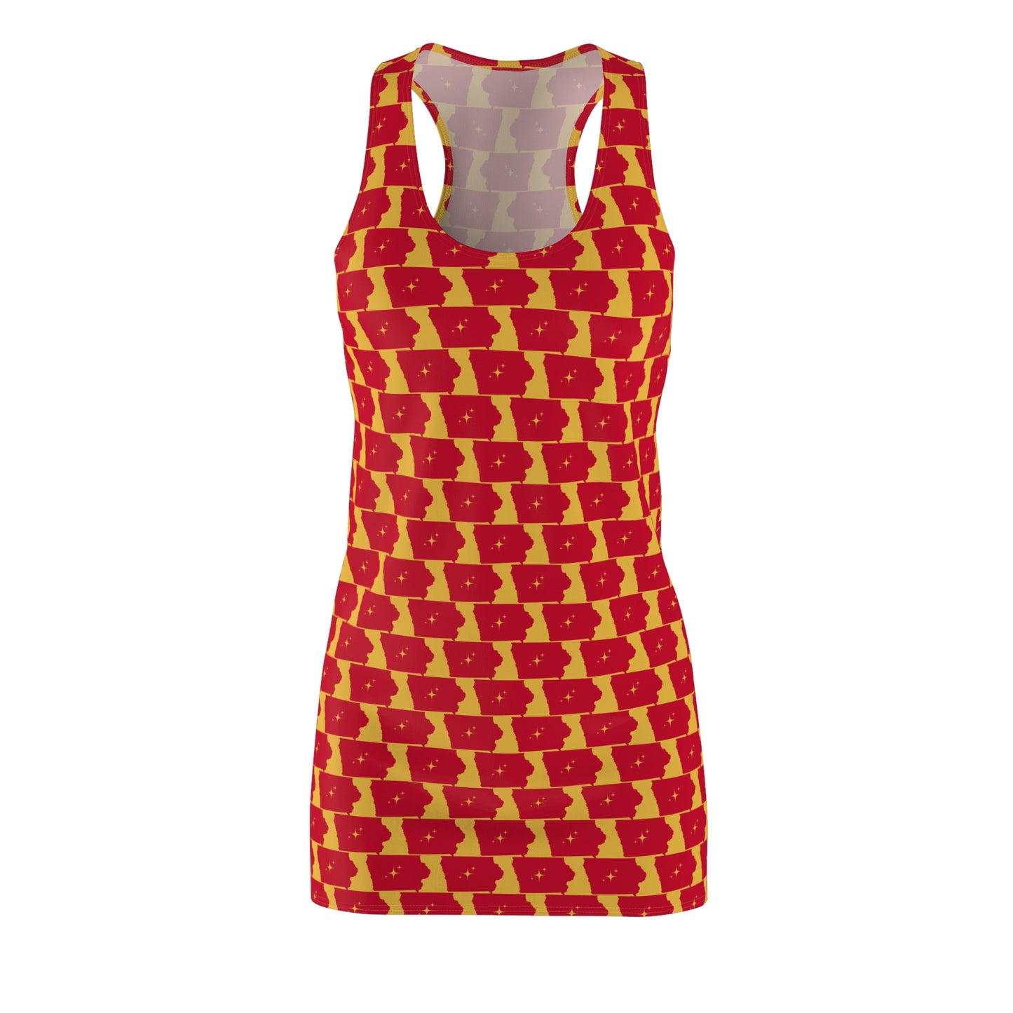 Iowa Gold Print, Vibrant Women's Racerback Dress - Summer Style, Casual Dress, Vacation Wear, Holiday Outfit, Festive Apparel