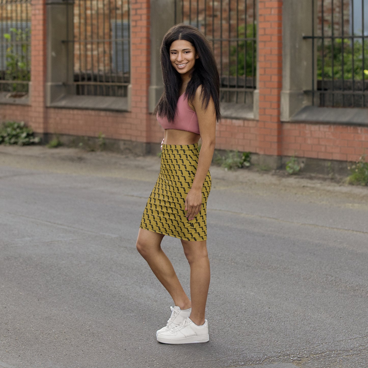 Florida Gold Print Women's Pencil Skirt