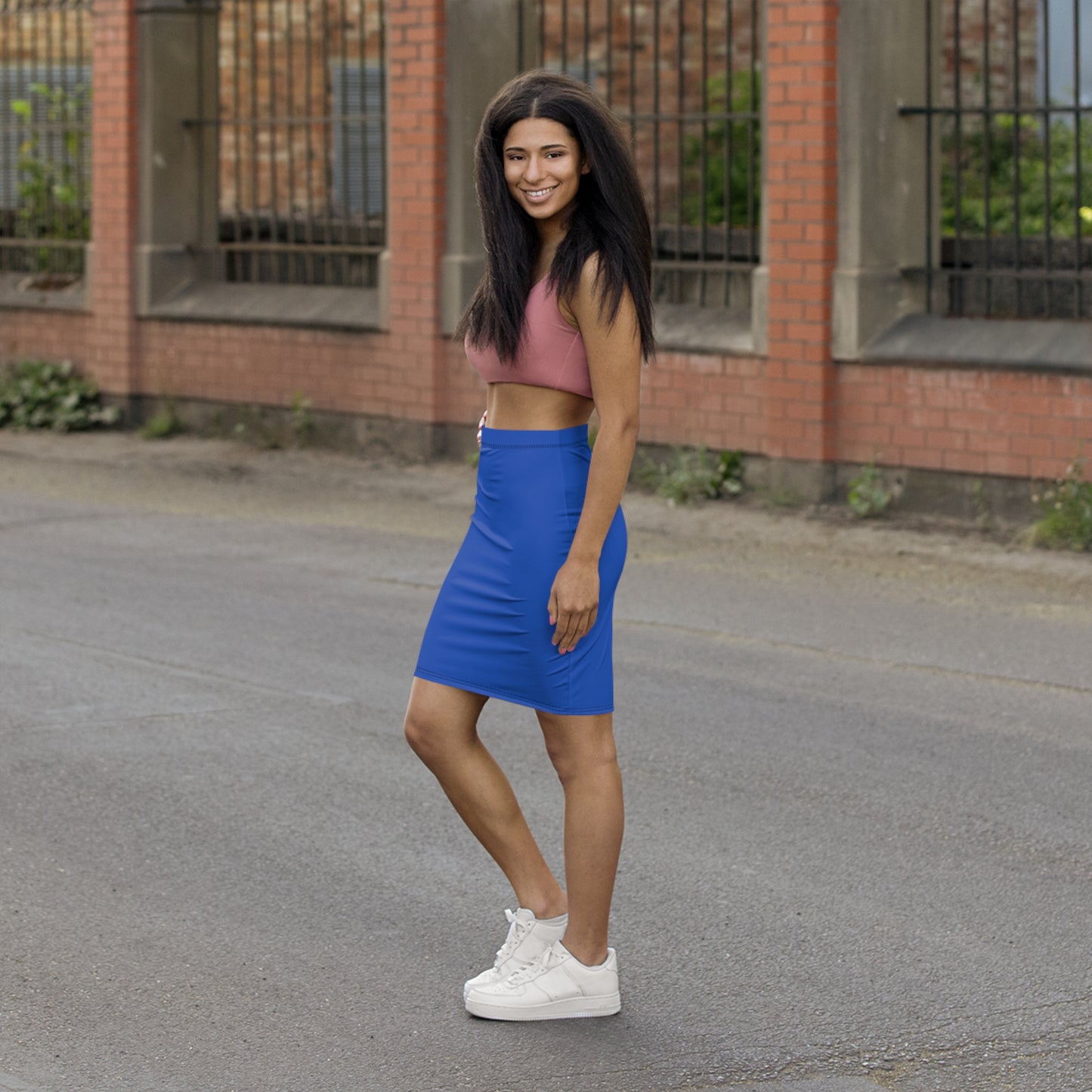 Lawrence Blue Women's Mid-Waist Pencil Skirt