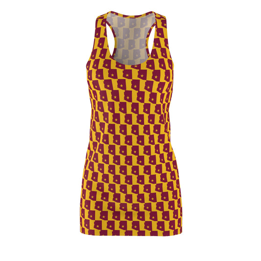 AZ Gold Print, Vibrant Patterned Racerback Dress